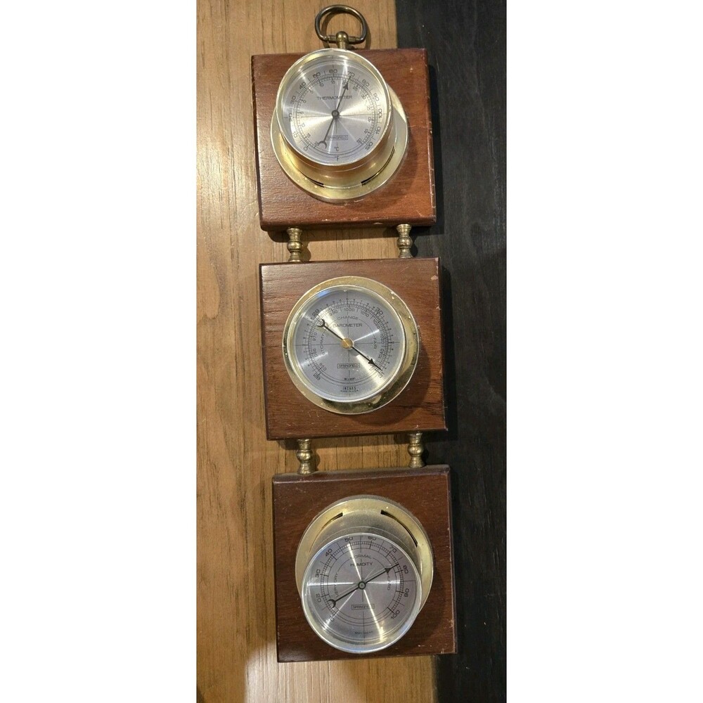 VTG SPRINGFIELD USA 1960s WEATHER STATION BAROMETER THERMOMOTER WALL HANGING